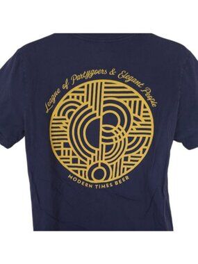 Modern Times Beer T Shirt Mens Size Large Blue League Of Partygoers Made In USA